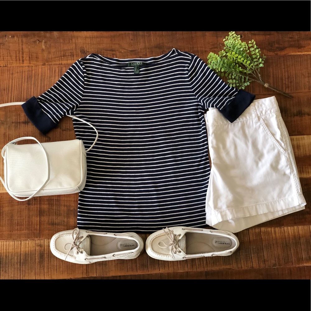 Lauren Ralph Lauren blue & white striped blouse
